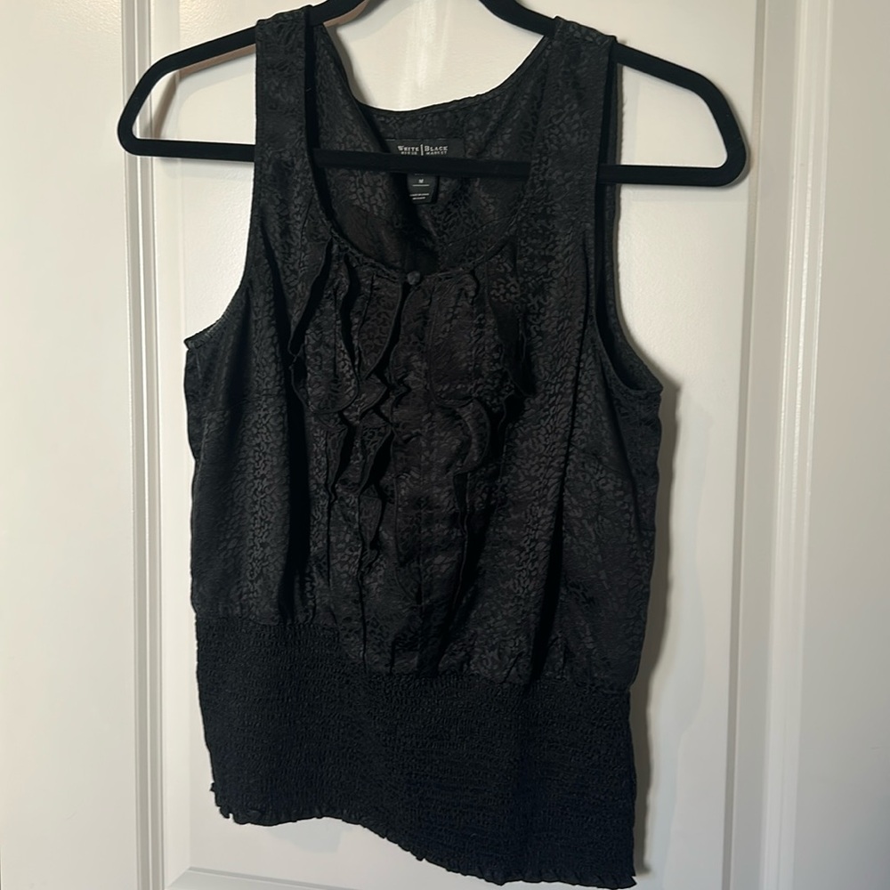 White House | Black Market Silk Black leopard print blouse